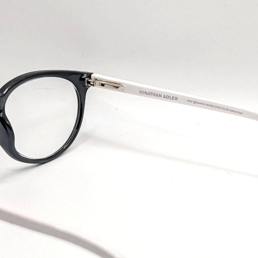 Jonathan Adler (+1.50) JA803 Black White Round Eyeglasses Frames 51-19-135